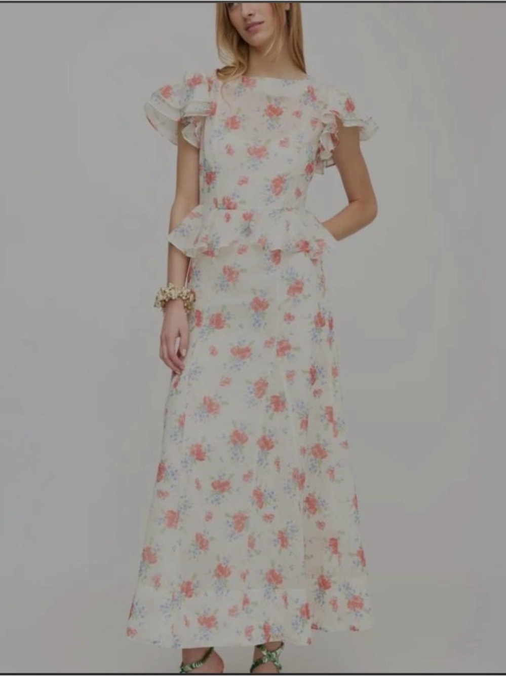 Hill House Halston Floral Ruffle Maxi Dress